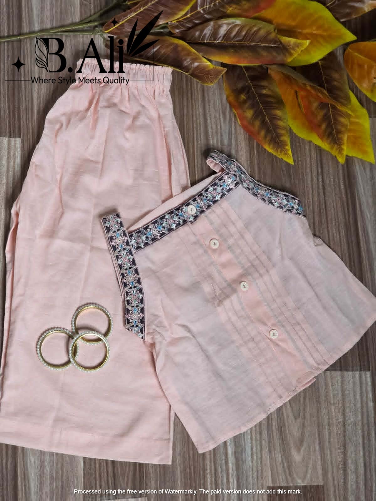 Pastel Peach Pintuck Tunic & Palazzo Set